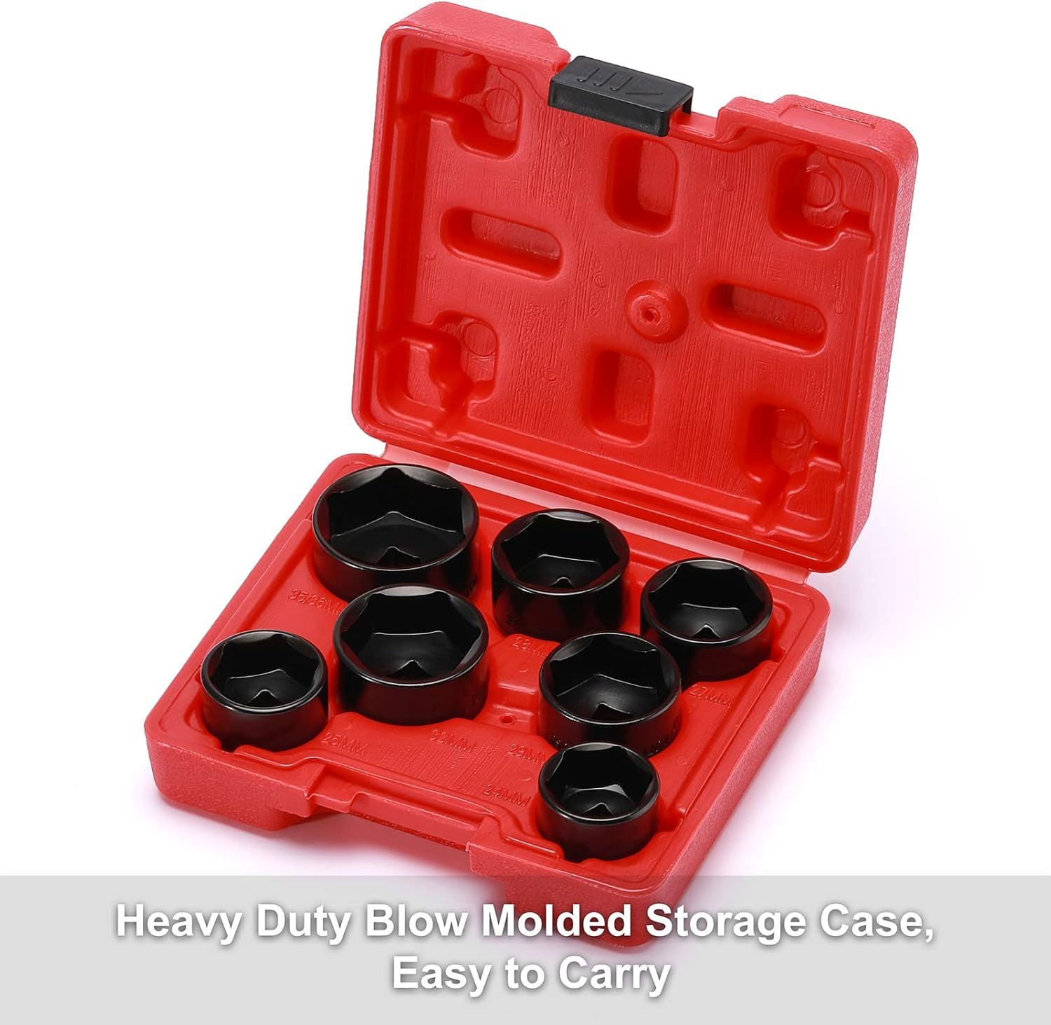 CASOMAN 7 Pieces 3/8" Drive Low Profile Oil Filter Socket Set, Oil Filter Cap Remover and Installer Tool Set, 6 Point, 24Mm, 25Mm, 27Mm, 28Mm, 29Mm, 32Mm, 36Mm, CR-V image number 6