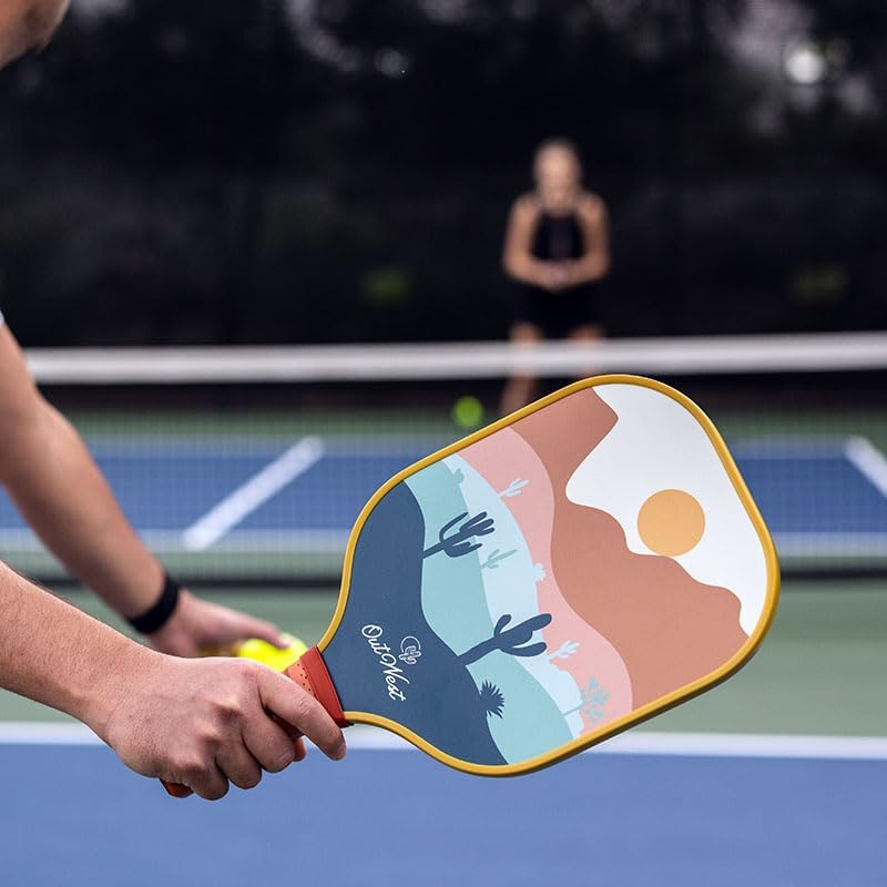 Outwest Sport Pickleball Paddle - Sunset/Sunrise Bundle | Graphite Carbon Face | Polypropelene Honeycomb Core | 2 Balls and 2 Covers Included | USAPA Approved image number 1