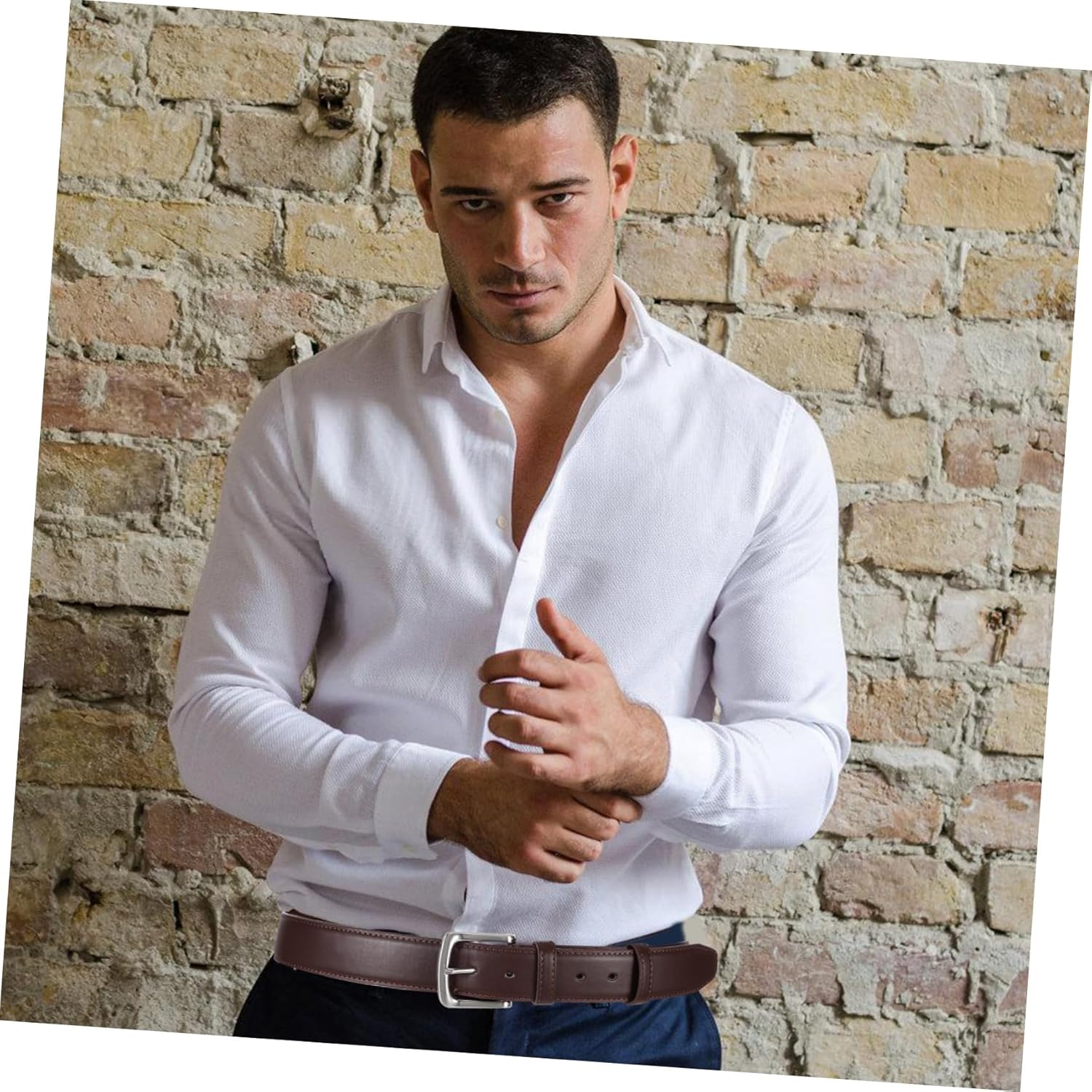 WOONEKY Mens Money Belt with Hidden Zipper Pocket Travel Accessories for Secure Storage of Valuables Durable PU Material Timeless Design Brown image number 1