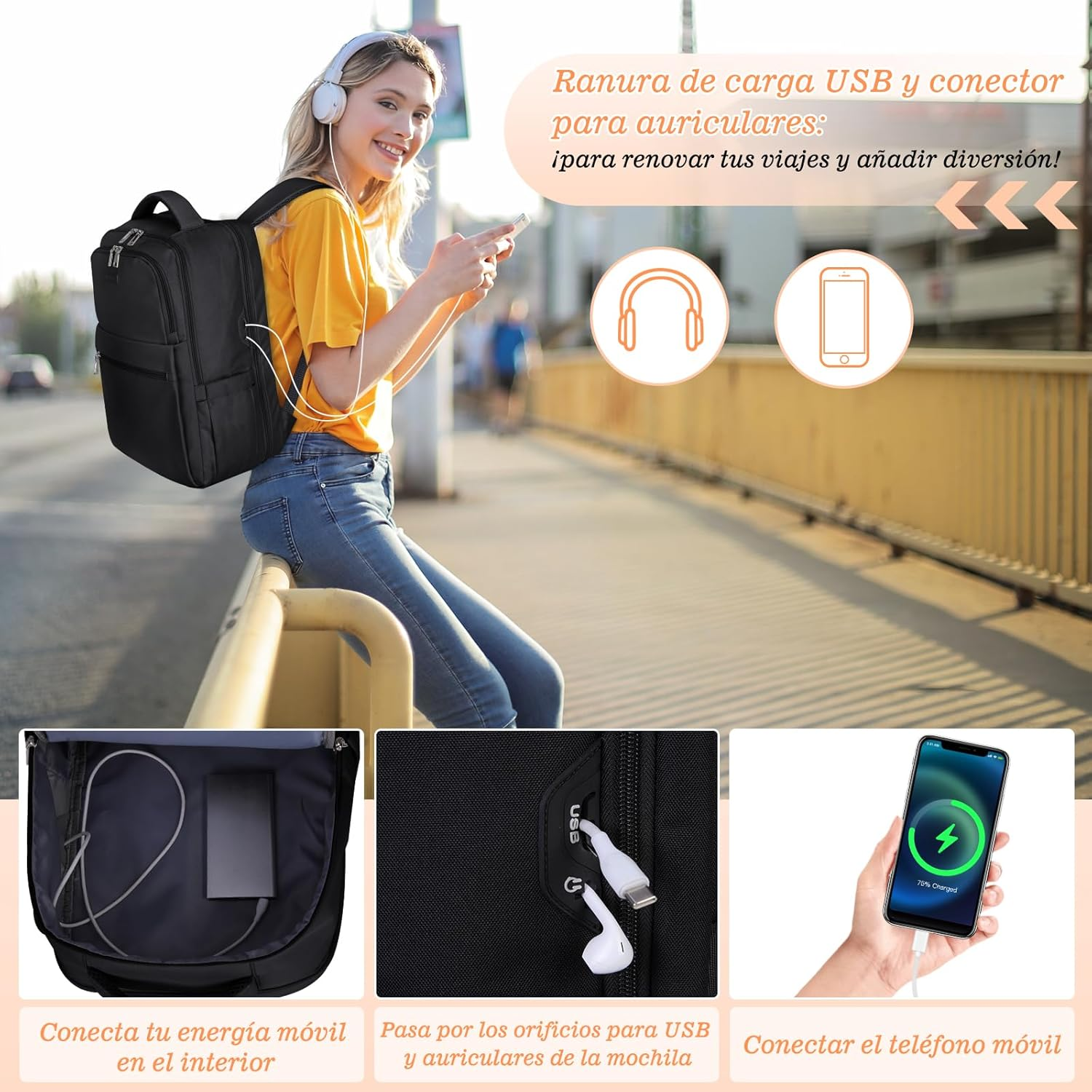 Laptop Backpack 15.6 Inch Backpack for Women Men Travel Backpack with USB Water Resistant Backpack Anti-Theft Work Backpack, Lightweight School Backpack, Teenage Girls Casual Daypack