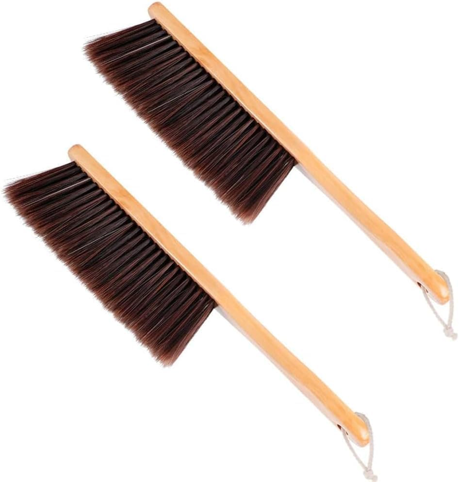 Soft Bristles Counter Brush with Wooden Handle, 2Pcs Wooden Handheld Dusting Brushes with Soft Bristles, Broom Bench Horse Hair Brush with Wood Handle,Horse Hair Brush Hand Broom Dusting Brush image number 2