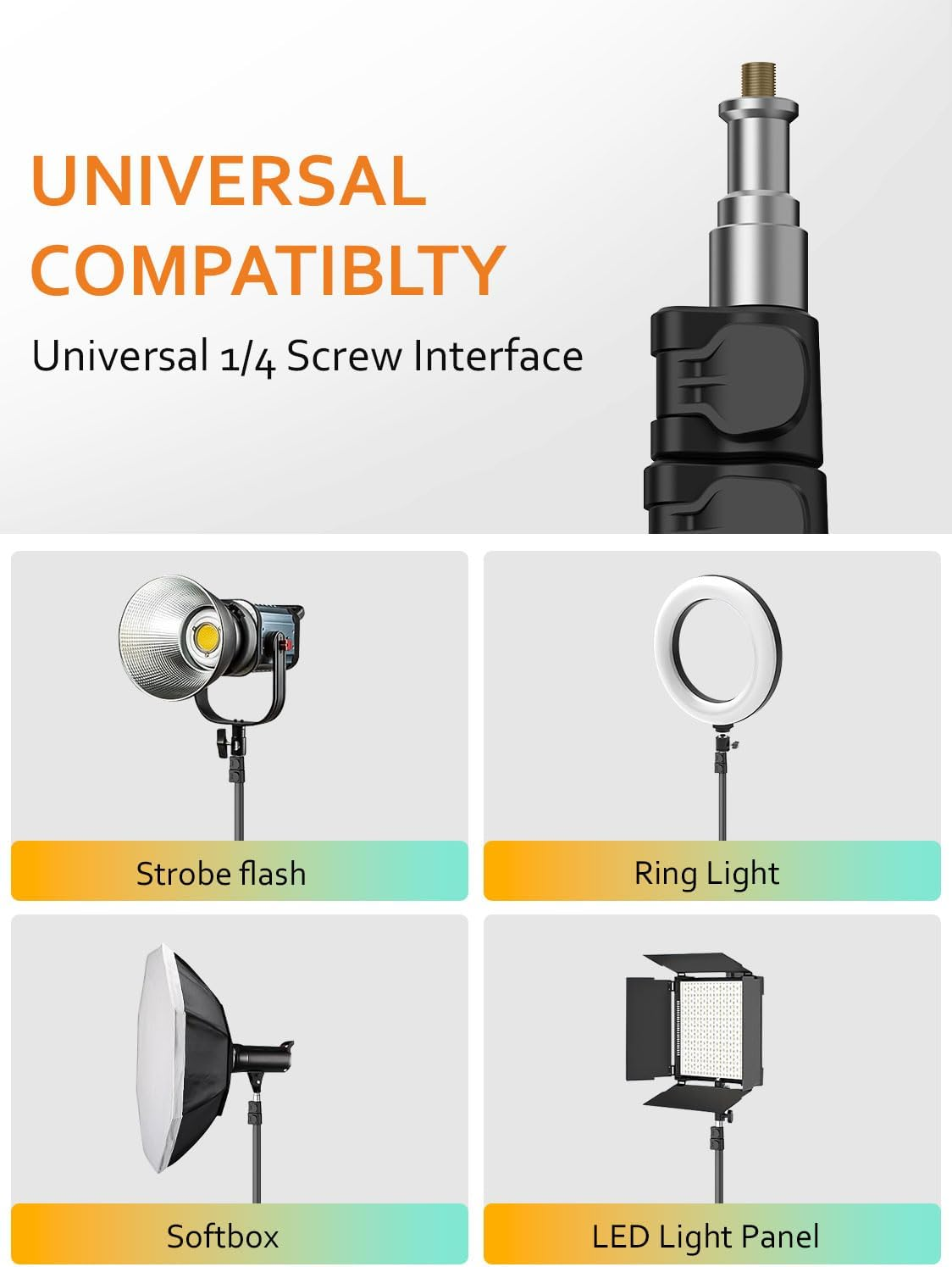 AOCHUAN 1.7M Complete Camera Tripod for Smartphones Camera Gimbal Stabilizers W/ 0.44M ~1.7M Aluminum Alloy Lighting Stand(T20) image number 2