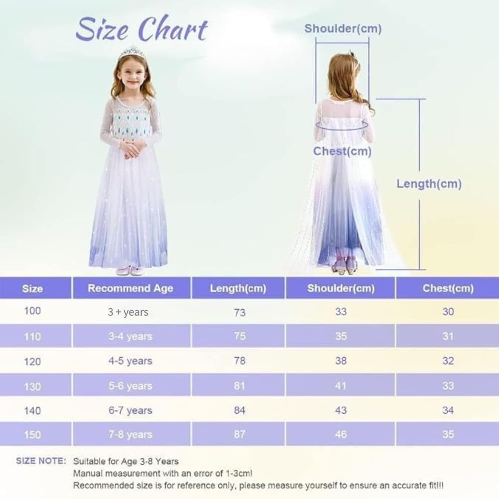 Princess Elsa Dress Costume, Luxury Princess Dress with Shining Long Cape, Snow Party Dress Elsa Princess Costume for Girls Toddler Cosplay Elsa Dress Up