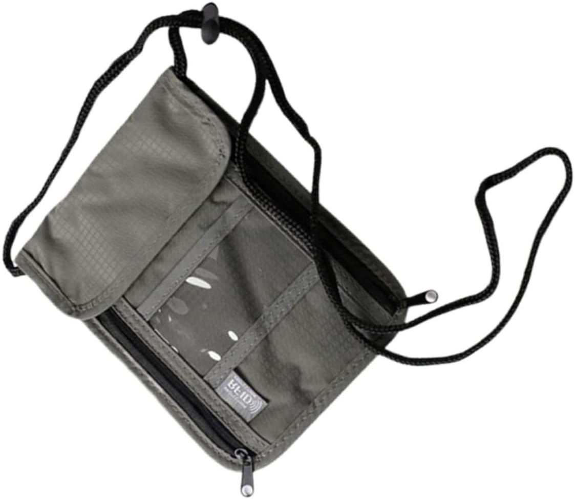 Travel Passport Holder Multi Function Wallet for Neck Hanging Credit Cards and Documents Grey for Travel and Daily Use image number 3