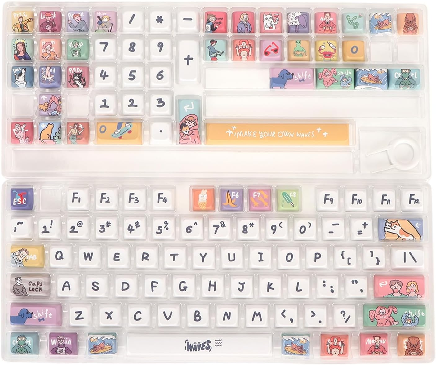 PBT Custom Keycaps for Mechanical Keyboards, XDA like Height, Ergonomic Design, Oil Resistant Coating, Cartoon Cute image number 2