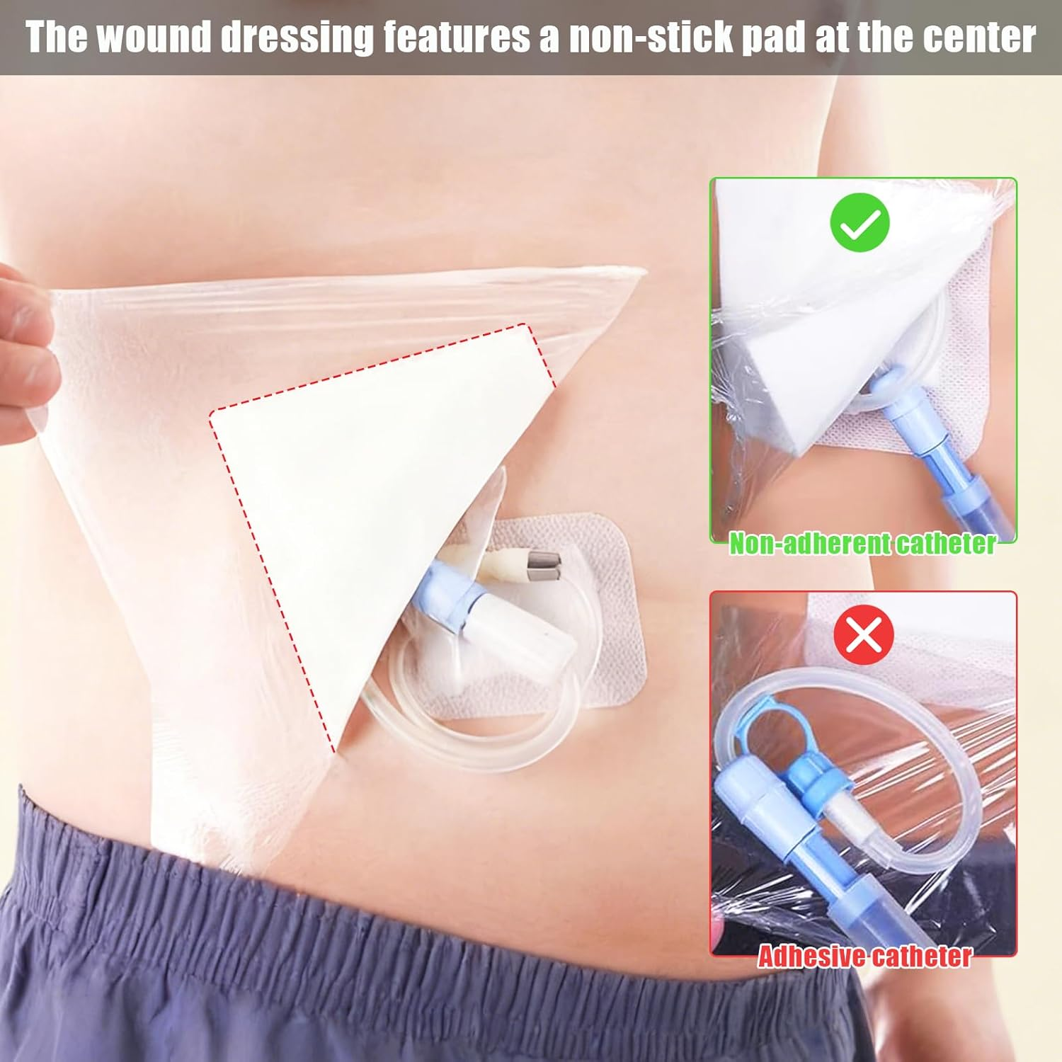 Wound Adhesive Film Bandage,Dialysis Catheter Shower Cover,Waterproof Ostomy Bag Protector Shield,Large Adhesive Dressing Absorbent Patche-10"X10"-6Pcs image number 4