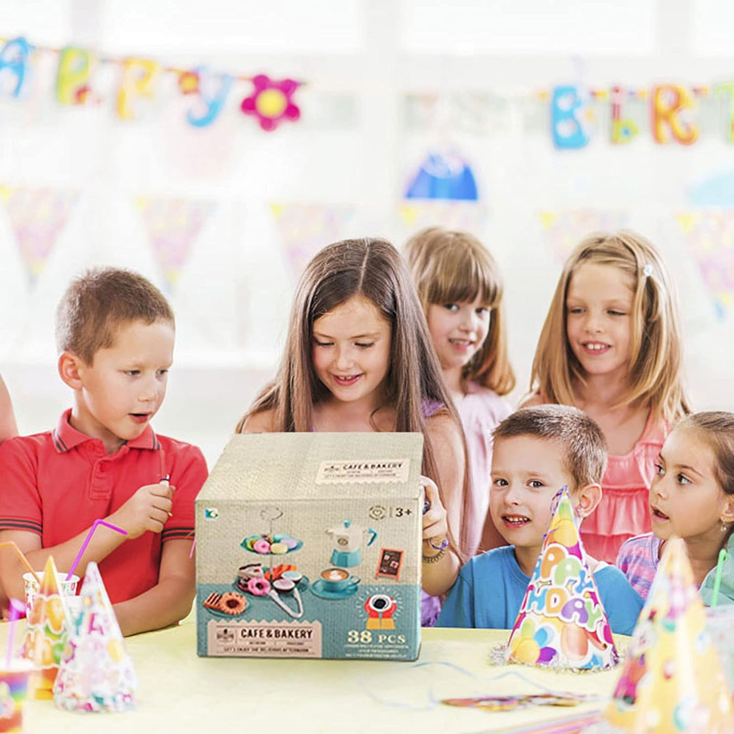 Pretend Tea Party Set for Little Girls, 38 PCS Coffee Maker Set and Play Food Dessert Set for Kids Age 3 4 5 6 7 8 9, Kids Kitchen Pretend Play for Princess Girls Boys image number 3