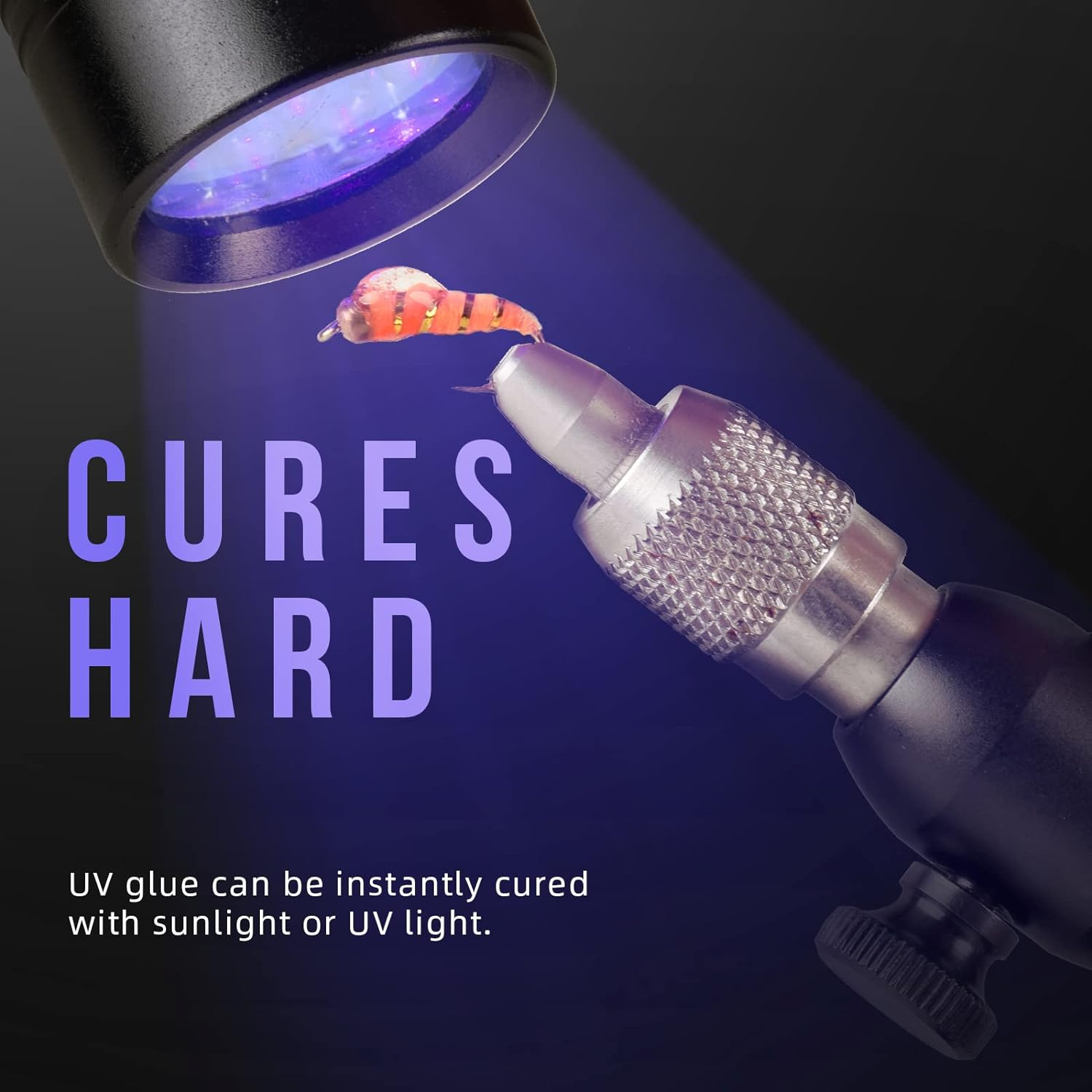 Greatfishing Fly Tying UV Clear Glue and Power UV Light Combo Three Bottles Thick Thin and Soft +12 LED UV Light for Building Flies Heads Bodies Wings and Gluing Eyes