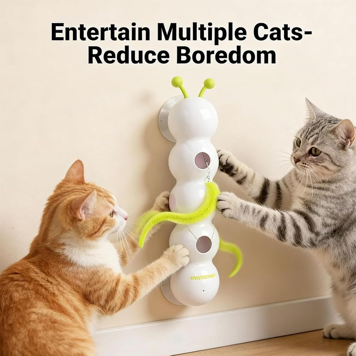 Whack a Worm Post Cat Toy, Whirlie Fun Smart Motion Paw Worm Cats Toys with Worms Design, Whack a Worms Post Cat Toys with Suction Cup for Indoor Cats (1PC) image number 3