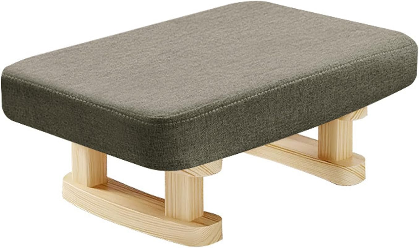 Small Footstool, Wooden Chair Leg Modern under Desk Foot Rest, Stable anti Slip Simple Padded Sofa Footstool for Living Room (Dark Grey)