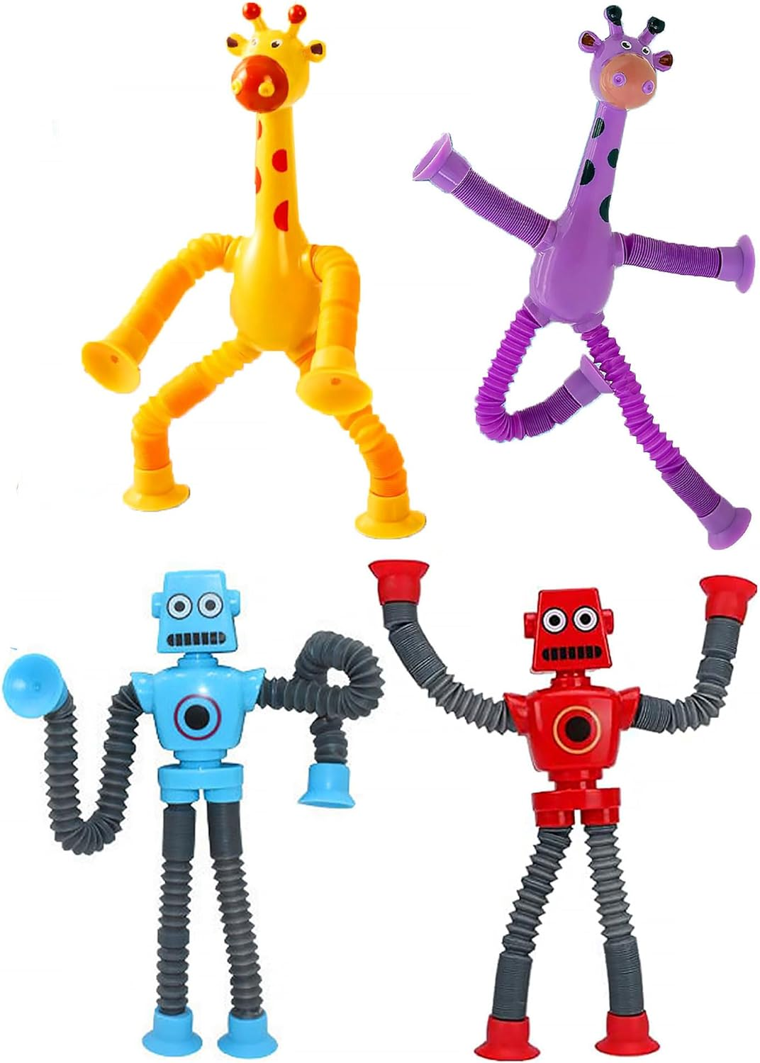 9 Pieces Pop Tubes Robot Mixed Animal Gift Box, Shape Changing Telescopic Fidget Toys, Sensory Tubes for Toddlers, Girls and Boys (Regular) image number 2