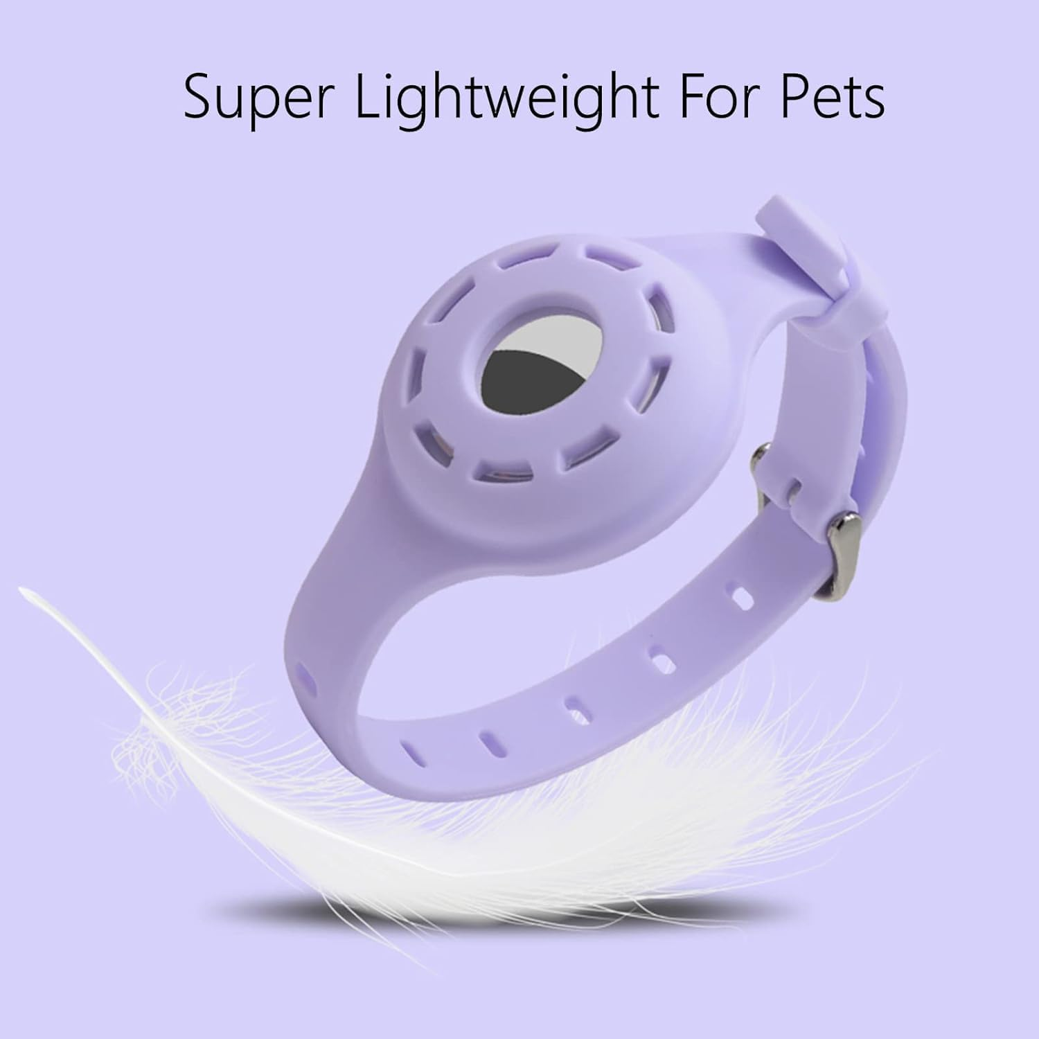 Silicone Dog Collar for Airtag - Anti-Lost Adjustable Cat Collar for Pet Finder (Yellow) - Red image number 4