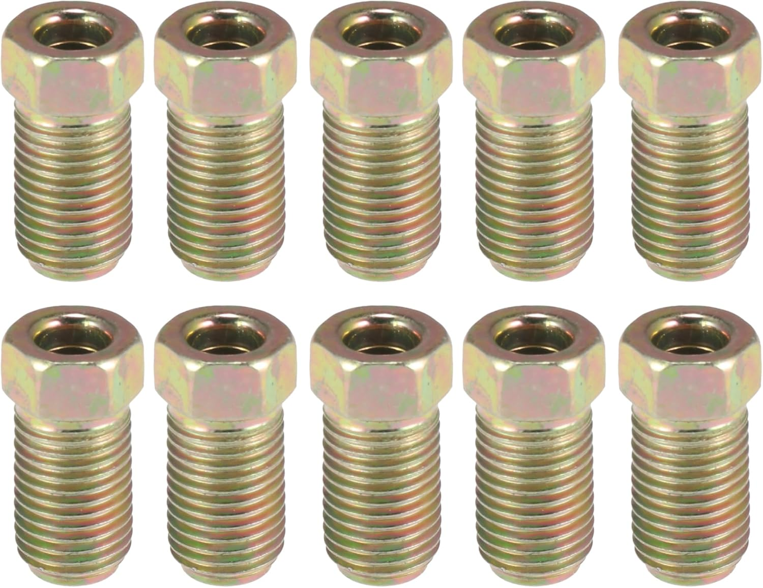 X AUTOHAUX 10Pcs 3/8 Inch-24 Threads Brake Line Extension Nut Fittings for 3/16" Steel Brake Line Tubing for Car image number 4