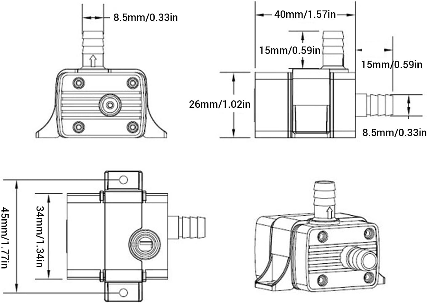 Micro Submersible Pump, DC 12V 4.5W Fountain with IP68 Water Resistant, LED Indicator, Removable Submersible Pump for Aquarium image number 3