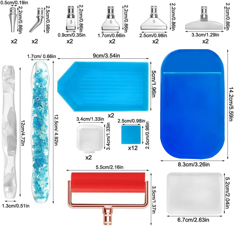 2 Set Diamond Art Painting Pen Kits, SENHAI Diamond Art Paintings Pen Diamond Art Pens Stainless Tips Personalized 5D Diamond Art Painting Accessories Tools for DIY Painting Crafts(Rose&Blue)