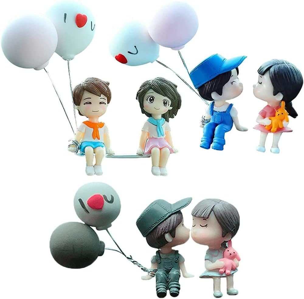 Car Decoration Cute Cartoon Couples,Action Figure Figurines Balloon Ornament,Lovely Couple Car Interior Accessories,Auto Interior Dashboard Accessories for Girls Boys Gifts (A with Balloon) image number 1