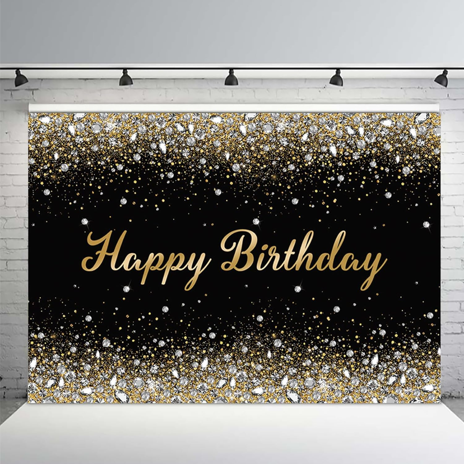 APROPHIC Birthday Banner Background 210 X 150 Cm Golden Birthday Photo Background Happy Birthday Banner Party Decoration Girls Boys Happy Birthday Decoration image number 4