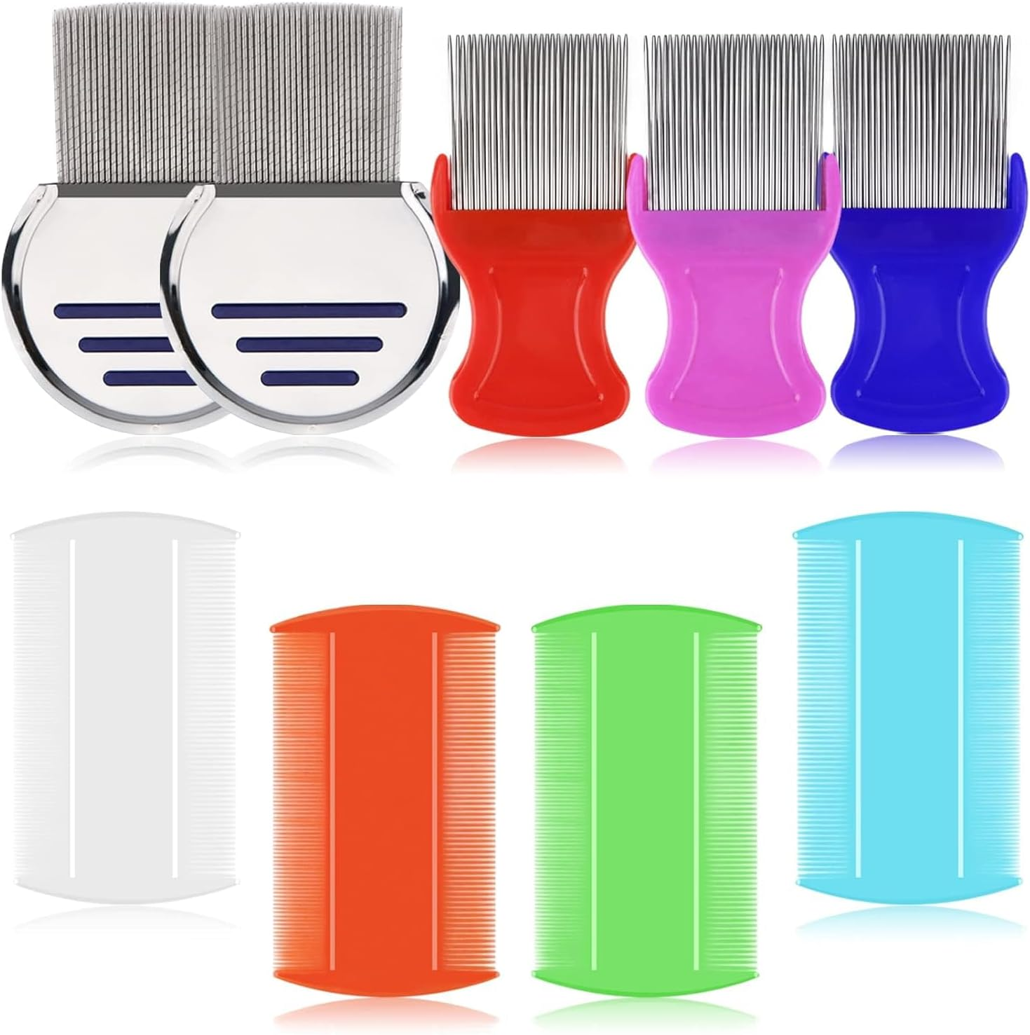 9 Pcs Lice Combs, Flea Combs, Hair Comb Double Sided Fine Tooth Combs, Removal Dandruff Comb with Metal Teeth, Stainless Steel Louse and Nit Comb for Head Lice Treatment image number 6