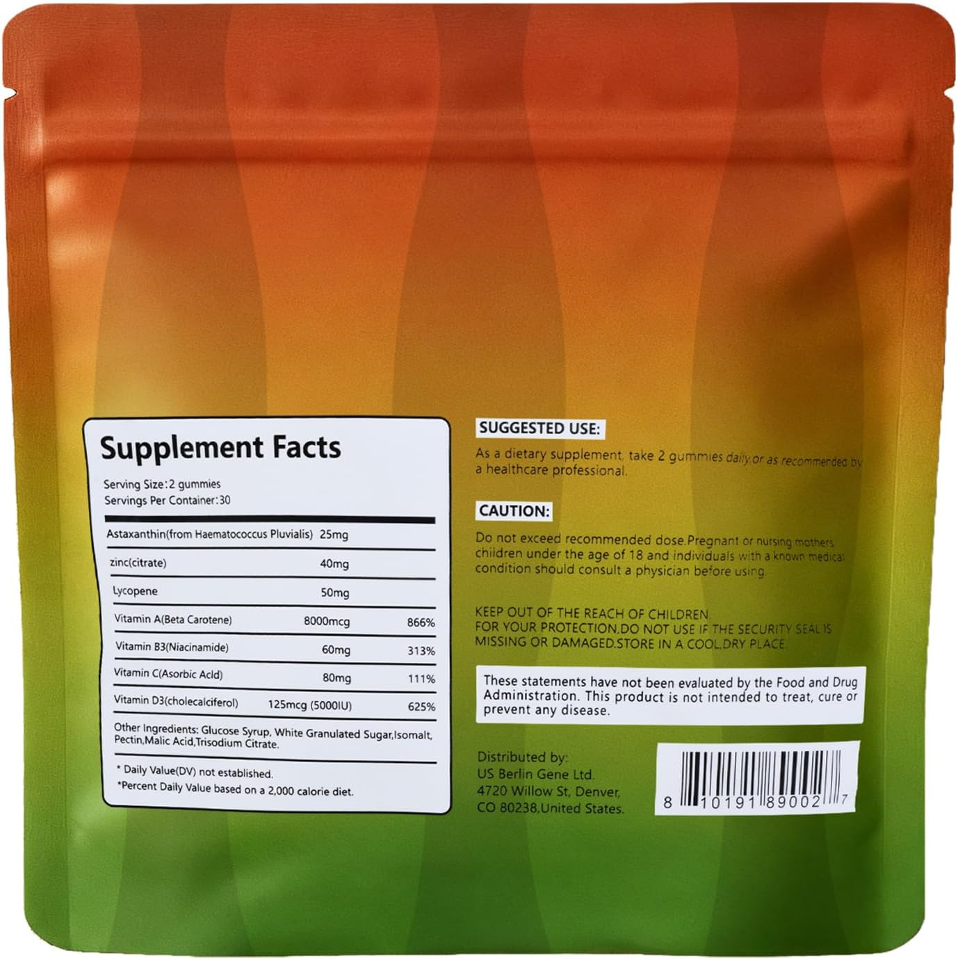 Tanning Gummies, Daily Tanning Gummies with Astaxanthin 24Mg, Lycopene 50Mg & Beta Carotene 8000Mcg for Skin Health & Glow, Vegan, Non-Gmo, Watermelon Flavor, 60 Count image number 1