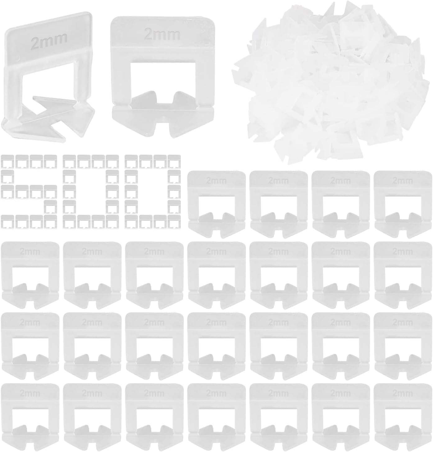 Pack of 700 Tile Levelling System Tile Wedges Tile Levelling System 1 Mm with 1 Mm Base for Laying Wall and Floor Tiles Reusable