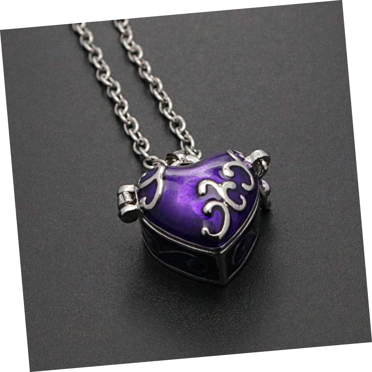 Vintage Heart-Shaped Brass Pendant Openable Pet Ashes Container Necklace Memorial Jewelry for Cats Dogs Secure Keepsake Urn Chain No Fading - Blue image number 6