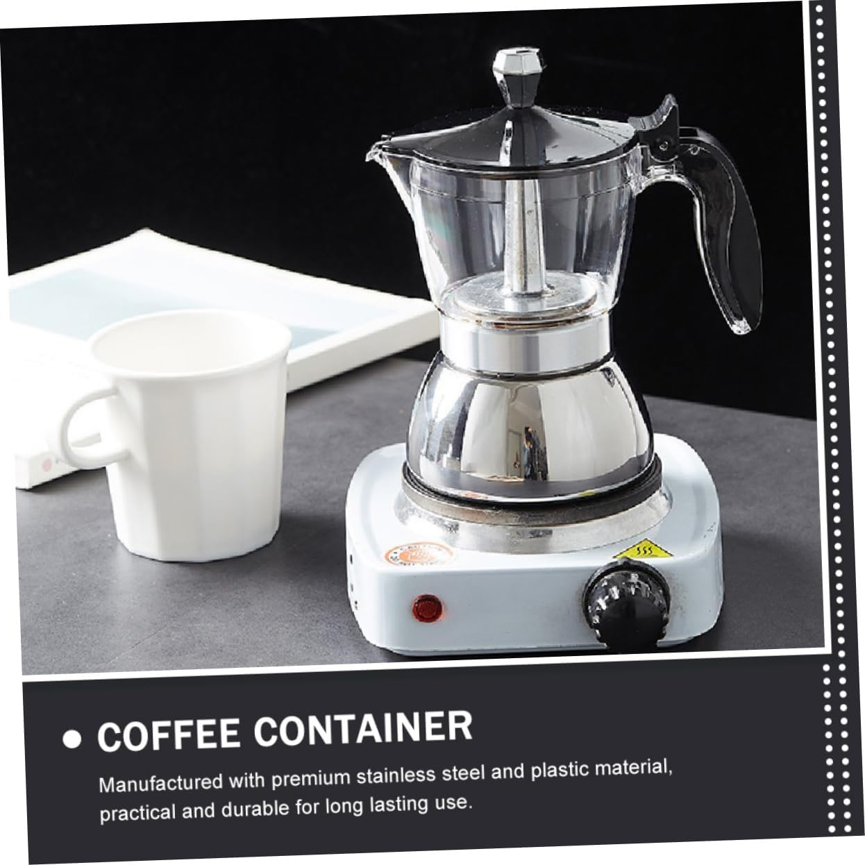 JECOMPRIS Transparent Cup Stainless Steel Coffee Pot for Hand Brewing Espresso Ergonomic Non Scald Handle Home and Office Pot with Premium Craftsmanship and Hot Lid Design image number 2