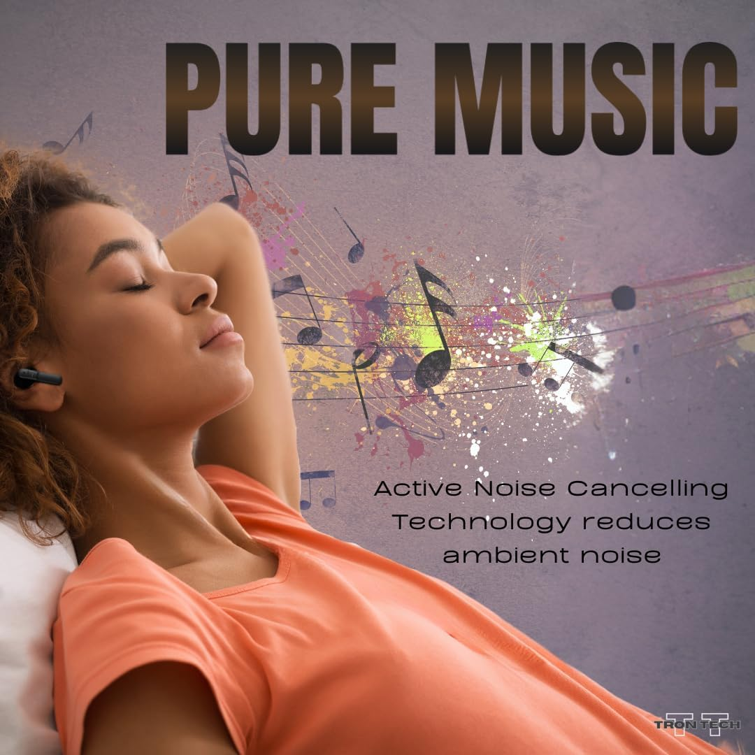 TRON TECH T11 Noise Cancelling Bluetooth 5.3 Wireless Earbuds, Smart Touch Control, Stylish Design, Built-In Microphone, Wireless Charging Case image number 3