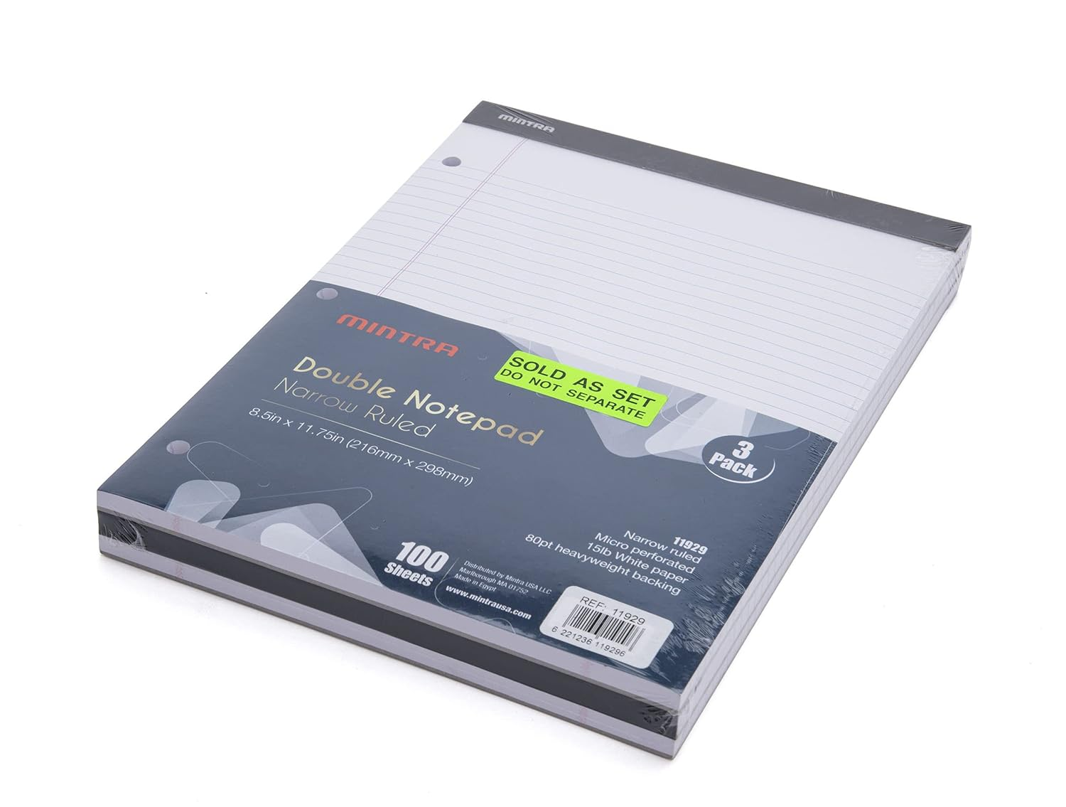 Mintra Office Legal Pads (Double Pad 3Pk (White), 8.5In X 11In (Narrow Ruled)) image number 6