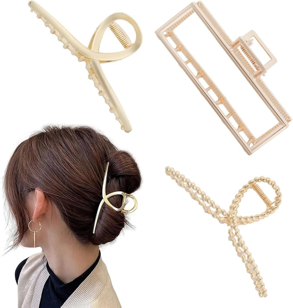 3 Pack Hair Claws for Thick Heavy Hair, Large Non-Slip Hair Clips Claw Clamp, Strong Hold Claw Clips for Long Hair, Fashion Hair Styling Accessories for Women and Girls image number 2