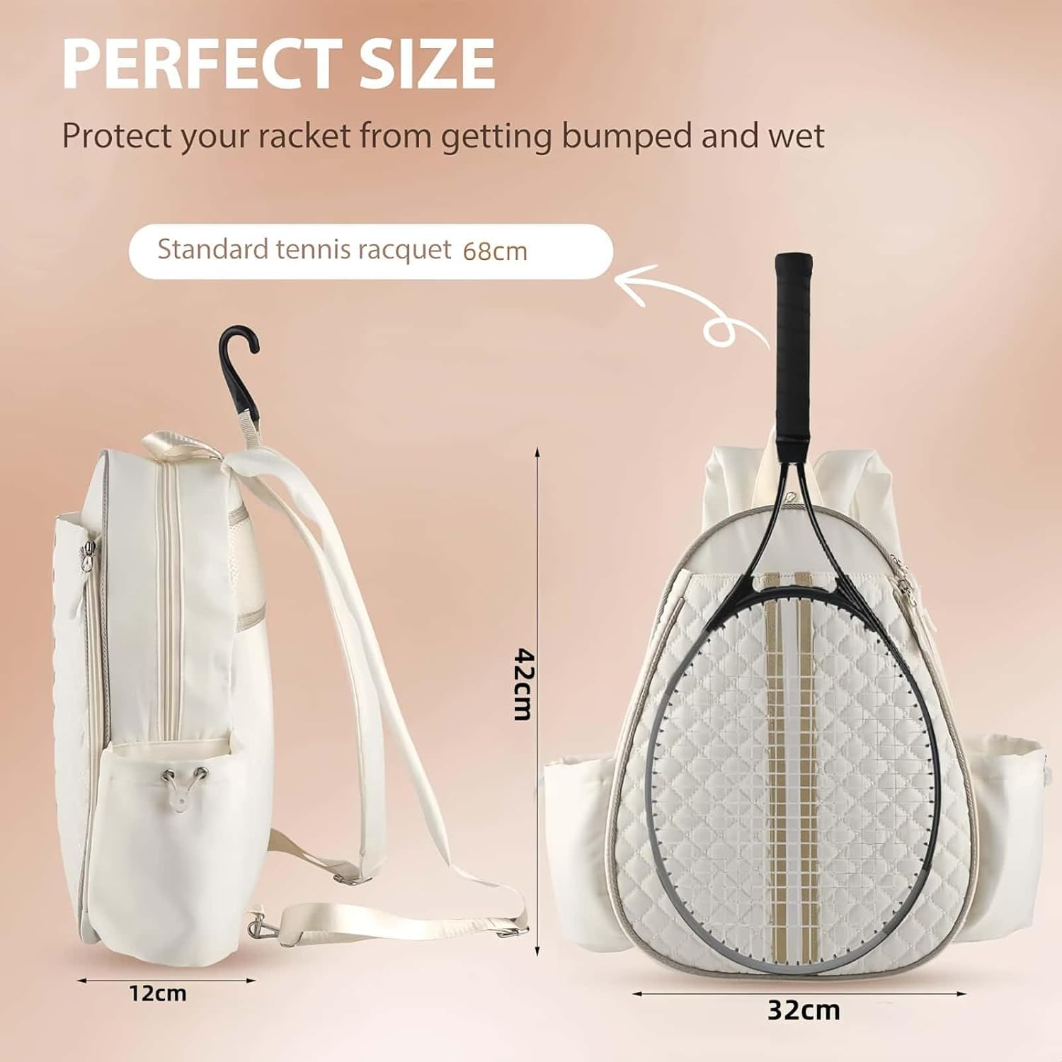 HOLADAWN Tennis Bags for Women & Men, Quilted Tennis Racket Bag Backpack for Tennis Racquet, Pickleball Paddles, Badminton image number 1