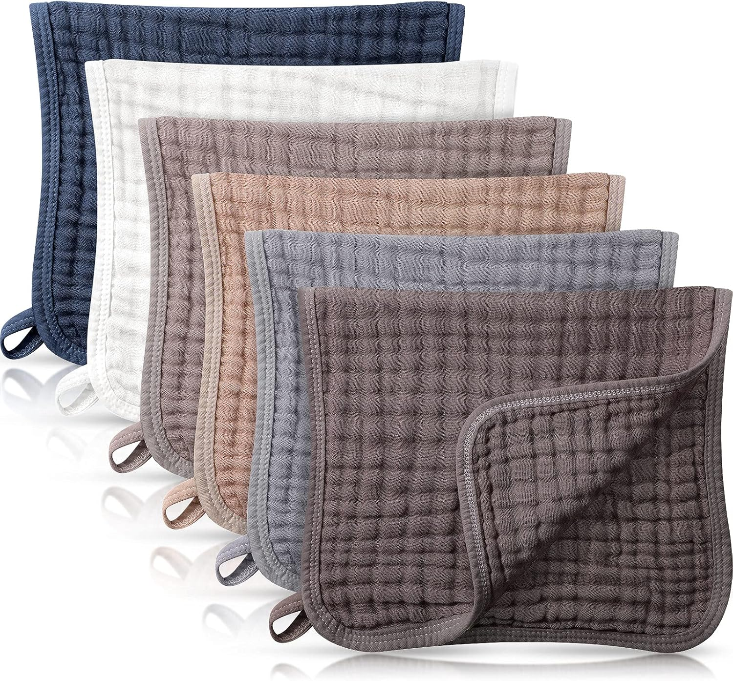 Irenare 6 Pieces Large 20 X 10 Inch Burp Cloths Multi-Colors Muslin Washcloths Baby Burping Diapers 6 Absorbent image number 6