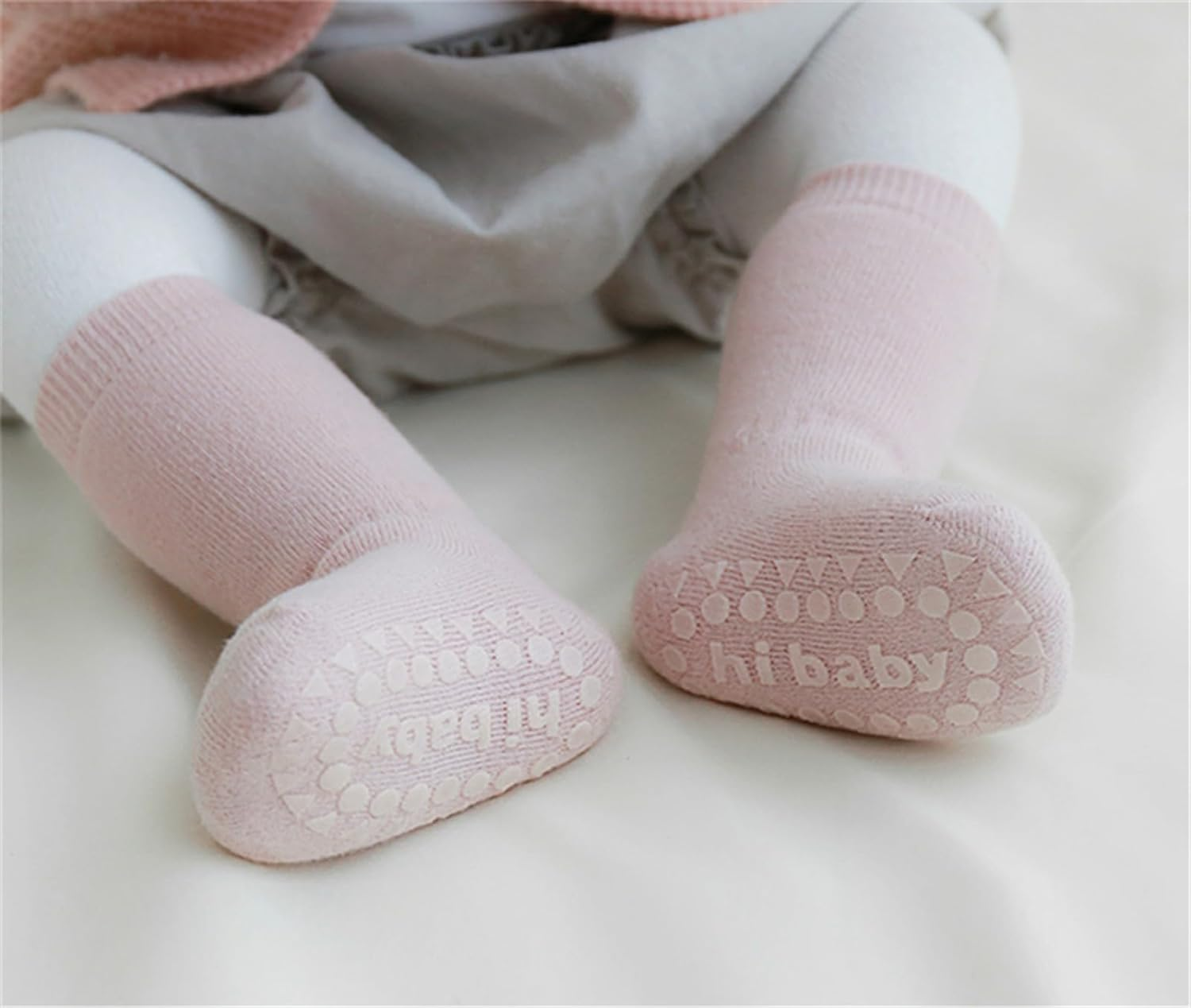 Baby Non Slip Grip Socks Toddler Knee High anti Skid Crew Slipper Crawling Socks for Girls Boys Newborn image number 5