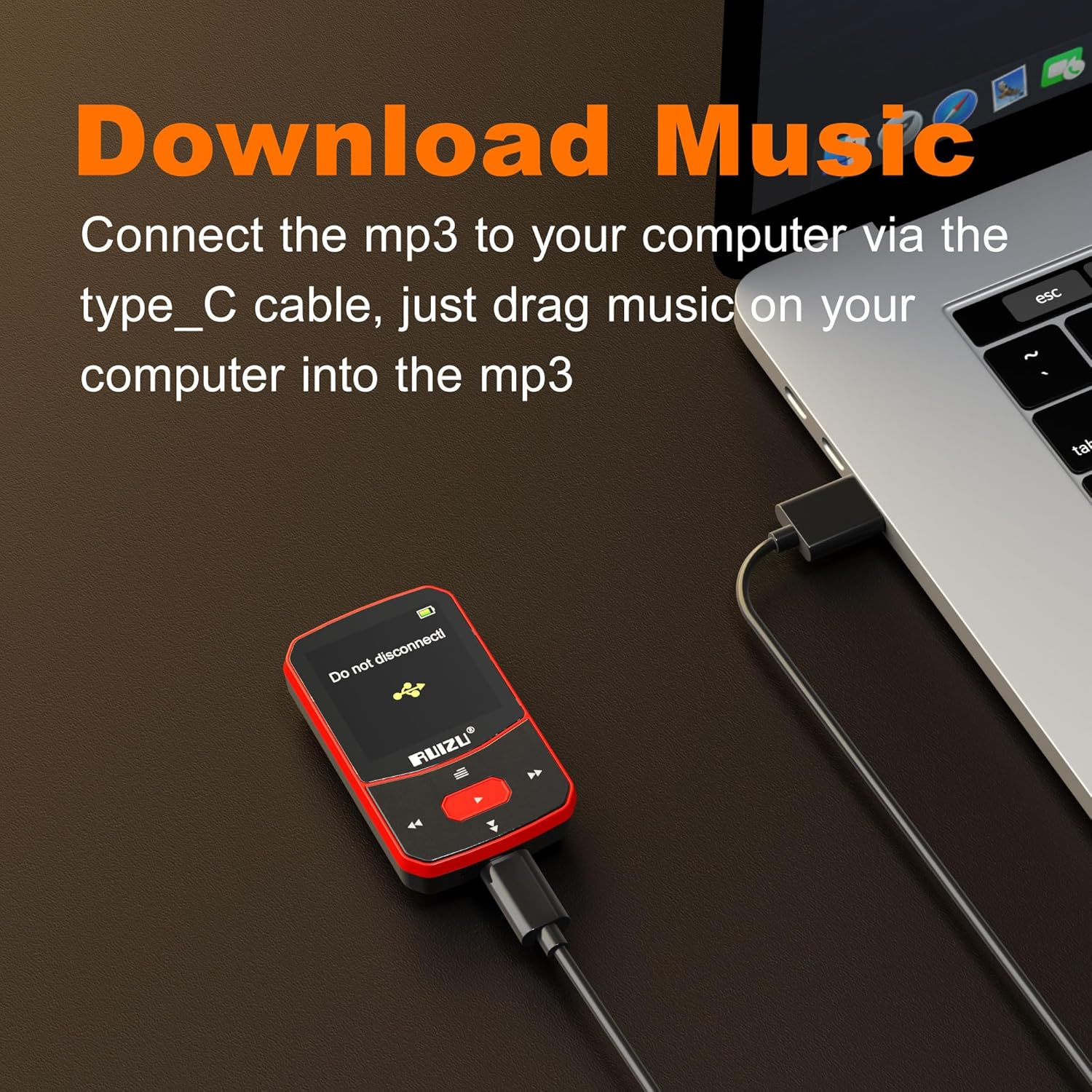 RUIZU 64GB Clip MP3 Player with Bluetooth 5.3, Portable Music Player for Sports Running, Voice Recorder, FM Radio, Pedometer, Digital Audio Shuffle Resume Playback, Support 128GB Micro SD Card, Red