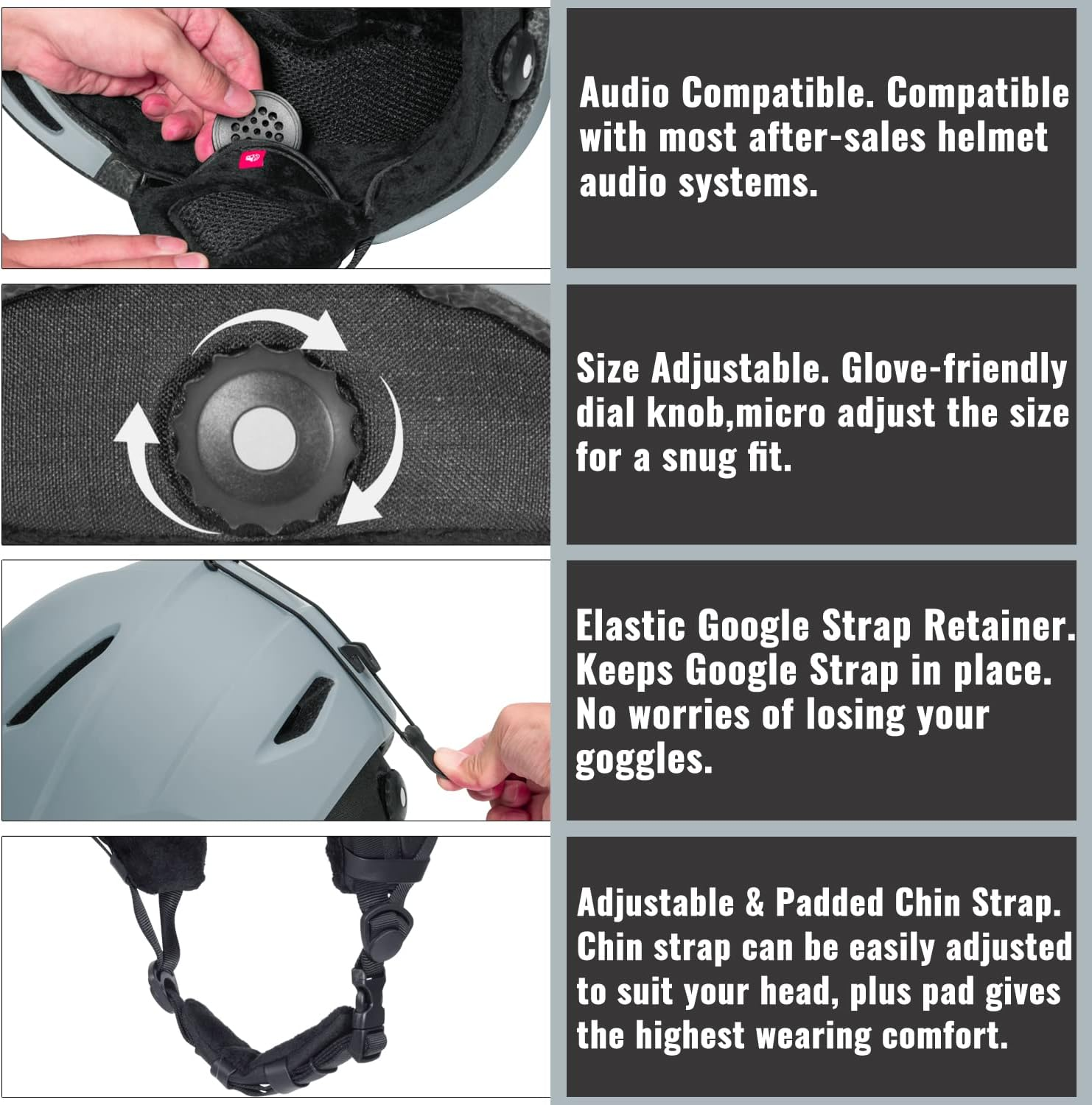 Ski Helmet, Snowboard Helmet Snow Sports Helmet, Audio Compatible and Lightweight, ASTM Certified Helmet for Men, Women and Youth