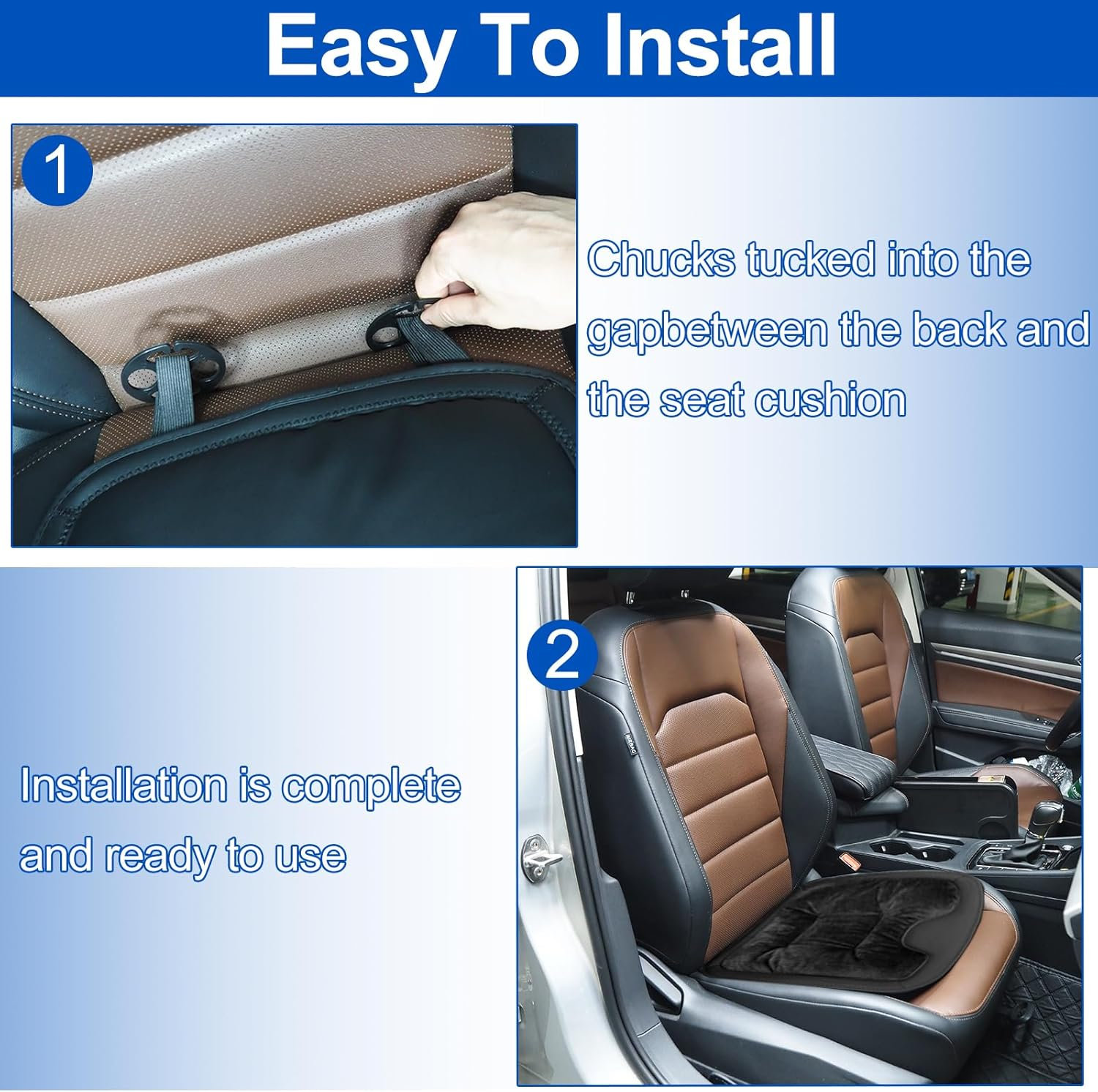 Car Seat Cushion, Leather Seat & Back Cushions, Universal Anti-Slip Wear-Proof Pressure Relief Comfort Velvet Liner Booster Seat Cushion Protector for Car, Office Chair (Flannel Seat & Back Cover) image number 3