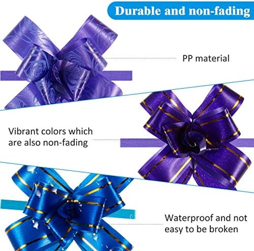 Syhood 360 Pieces Ribbon Pull Bow Present Basket Pull Knot Present String Wrapping Bows for Christmas New Year Thanksgiving Party Ornament, 1.8 Cm/ 1.5 Cm Width, Assorted Colors image number 1