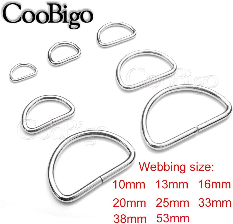 Coobigo 100 Pack 1/2" Dee Rings D-Ring Metal Buckle Strap Sewing Accessories FLQ051-E image number 6