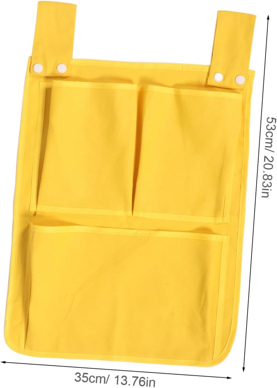 Bedside Hanging Storage Bag Organizer Multifunctional Canvas Crib Pocket for Diapers Wipes Toys Space-Saving Yellow for Nursery and Changing Table image number 6