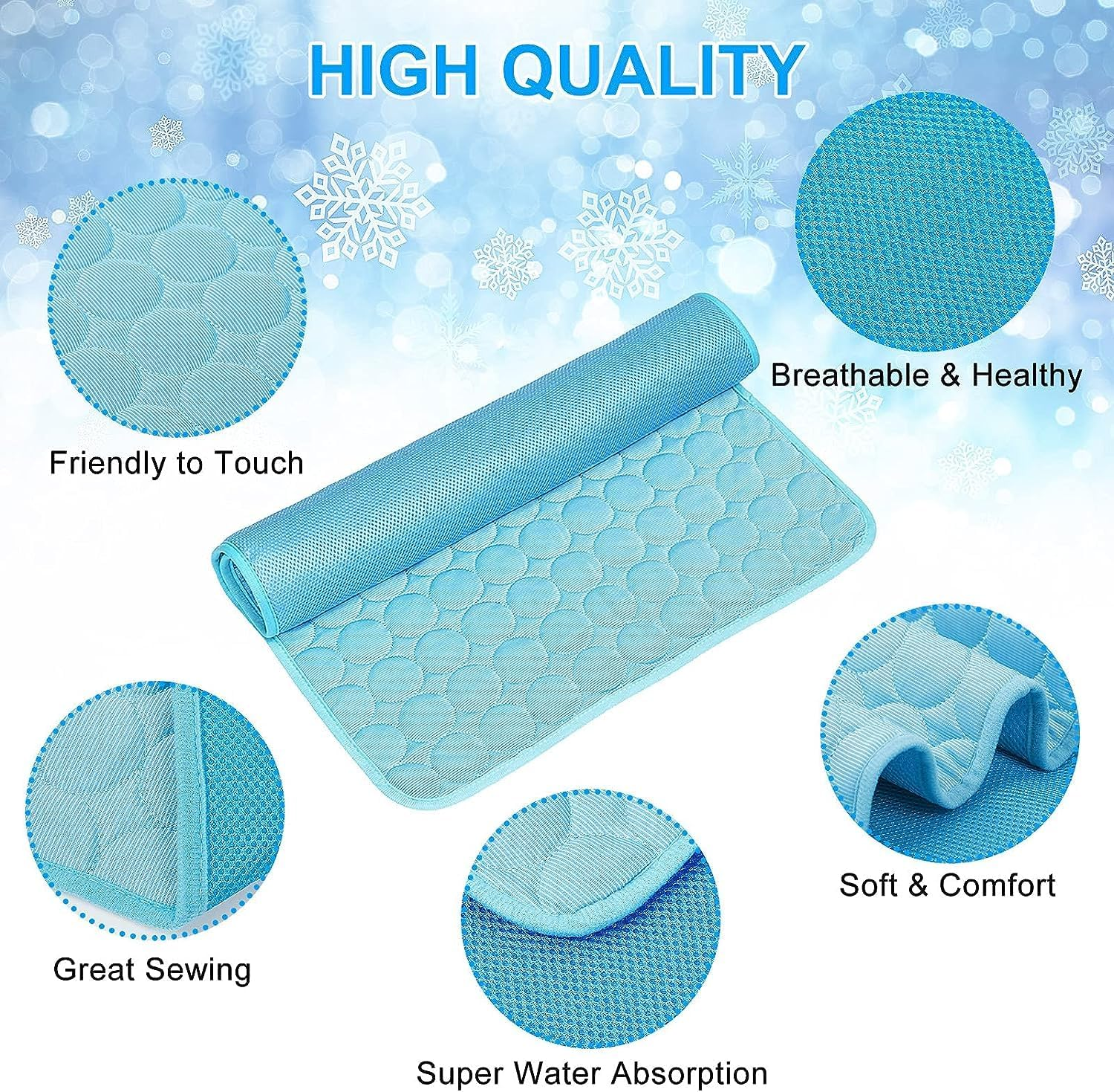 Dog Cooling Mat, Extra Large Pet Cooling Pads for Dogs, Summer Cooling Bed for Cats, Portable Pet Cooling Cushion for Home or Outdoor(Blue,Xl)