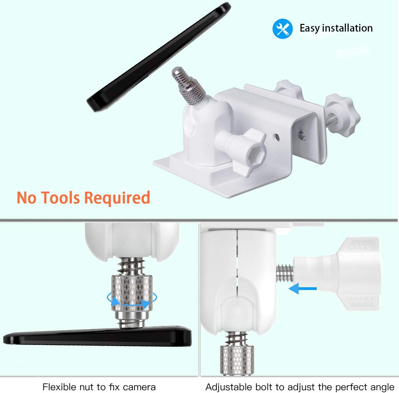 HOLACA Weatherproof Gutter Mount for Arlo Pro, Arlo Ultra, Reolink Argus 2, Argus Pro, Solar Panel- Arlo/Reolink Accessories Outdoor Mount(1Pack White) - Black image number 6