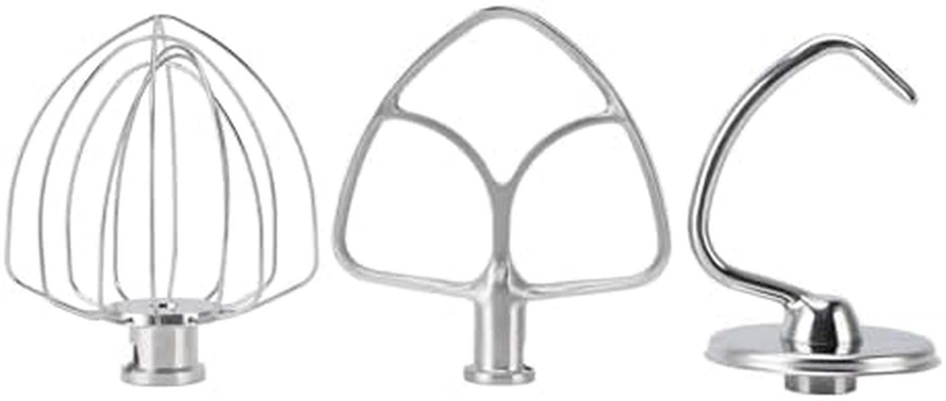 Stand Mixer Attachments 3 Piece Kit, Replace for Kitchen Aid Accessories Wire Whip Dough Hook Coated Flat Blade Paddle, Stainless Steel Tilt Stand Mixer Accessories Kitchen image number 4