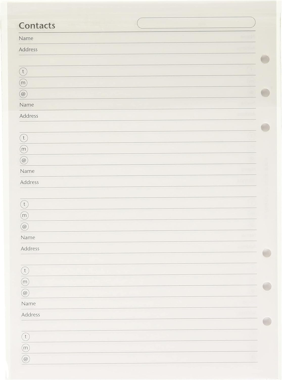Filofax A5 Name/Address/Phone/Fax (B340206)