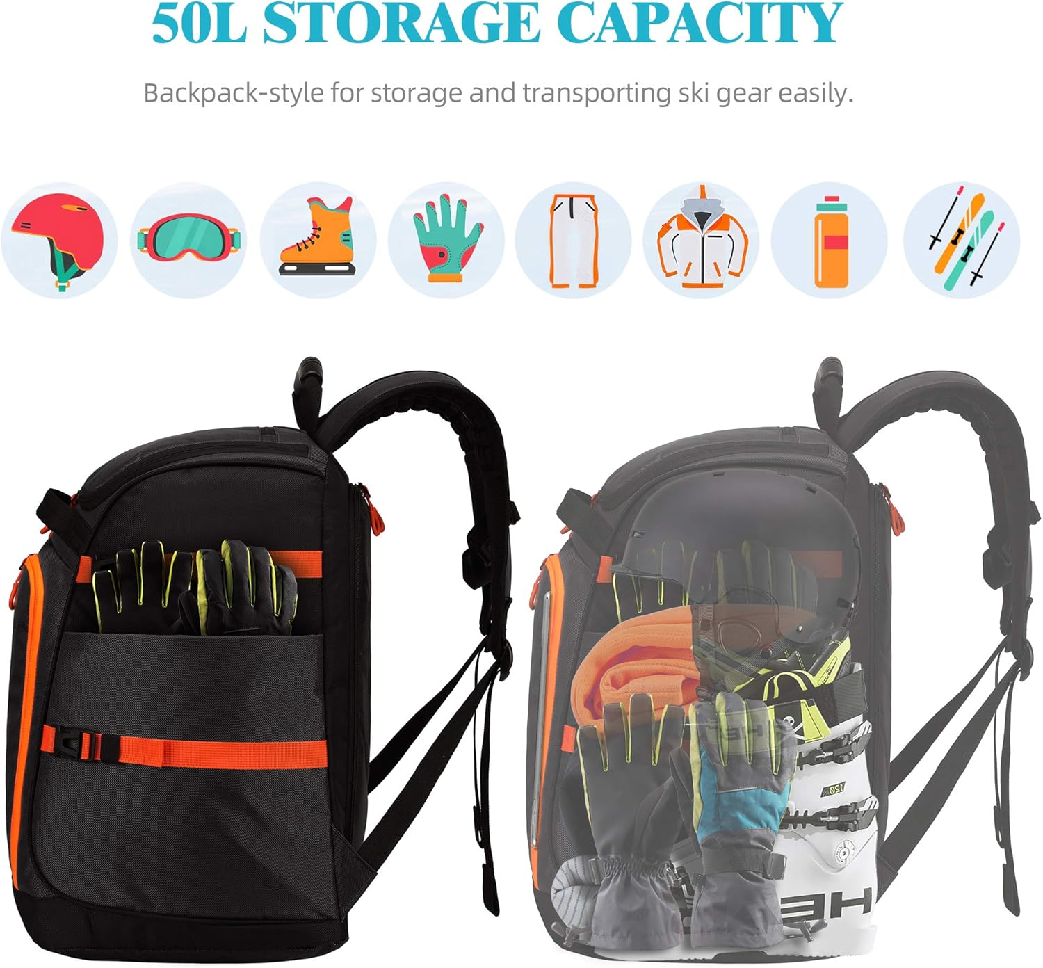 Turnway Ski/Snowboard Boot Bag/Skating Bag | Excellent for Store and Transport Gear, Jacket, Helmet, Goggles, Gloves & Accessories image number 4