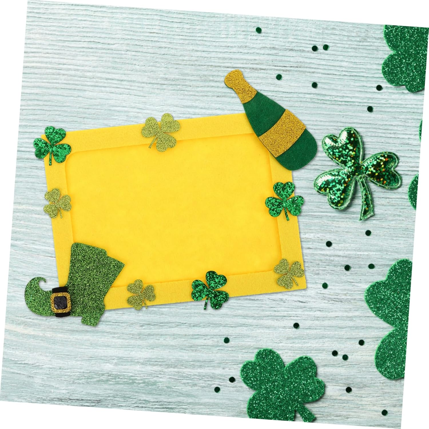 Yardwe Green Shamrock DIY Photo Frame for Patrick'S Day Non Woven Craft Project Unfinished Decorative Picture Frame Versatile Home Office Decor for Festive Celebrations image number 2