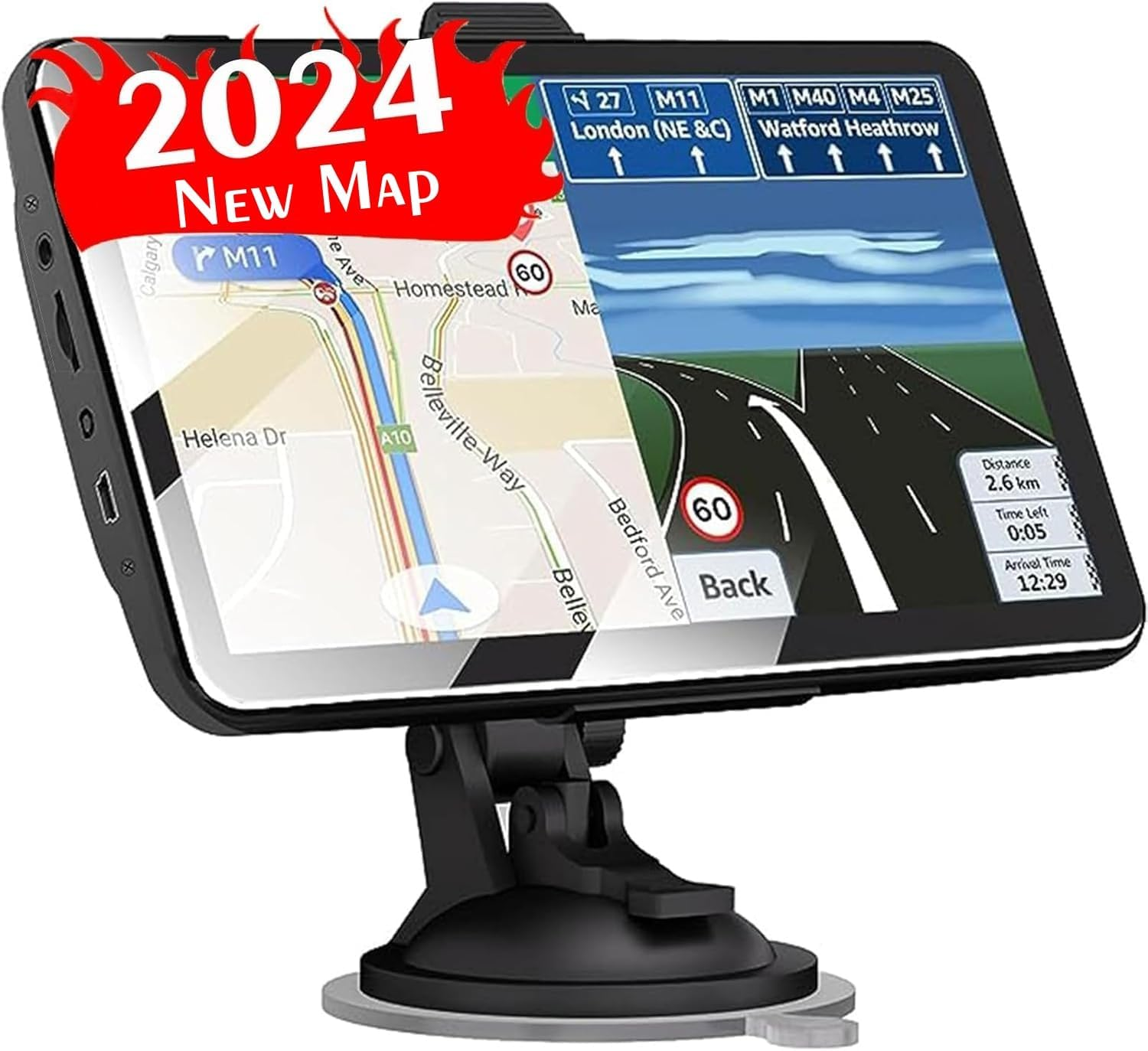 GPS Navigator for Car, Latest 2024 Map 7 Inch Touch Screen Car GPS Navigator, Semi Trucker GPS Navigation System,Support Speed and Red Light Warning,Free Lifetime Updates Map image number 4
