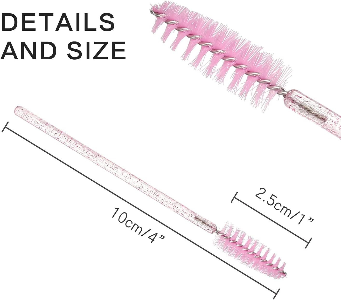 50 PCS Disposable Eyelash Brushes Mascara Wands Eye Lash Eyebrow Applicator Cosmetic Makeup Brush Tool Kits (Crystal Pink) - Black-Rose image number 2
