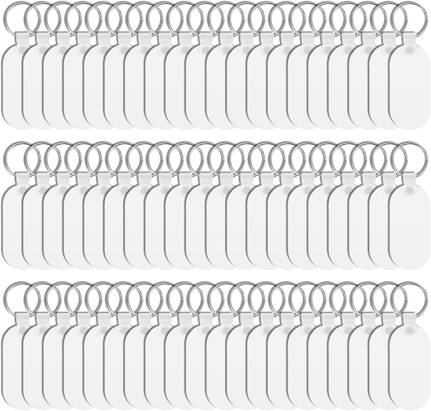 180Pcs Sublimation Keychain Blanks Set, Double Sided 60 MDF Sublimation Key Chains Blanks with 120 Rings and Clips Heat Transfer Keychain Blanks for Sublimation Craft DIY image number 4