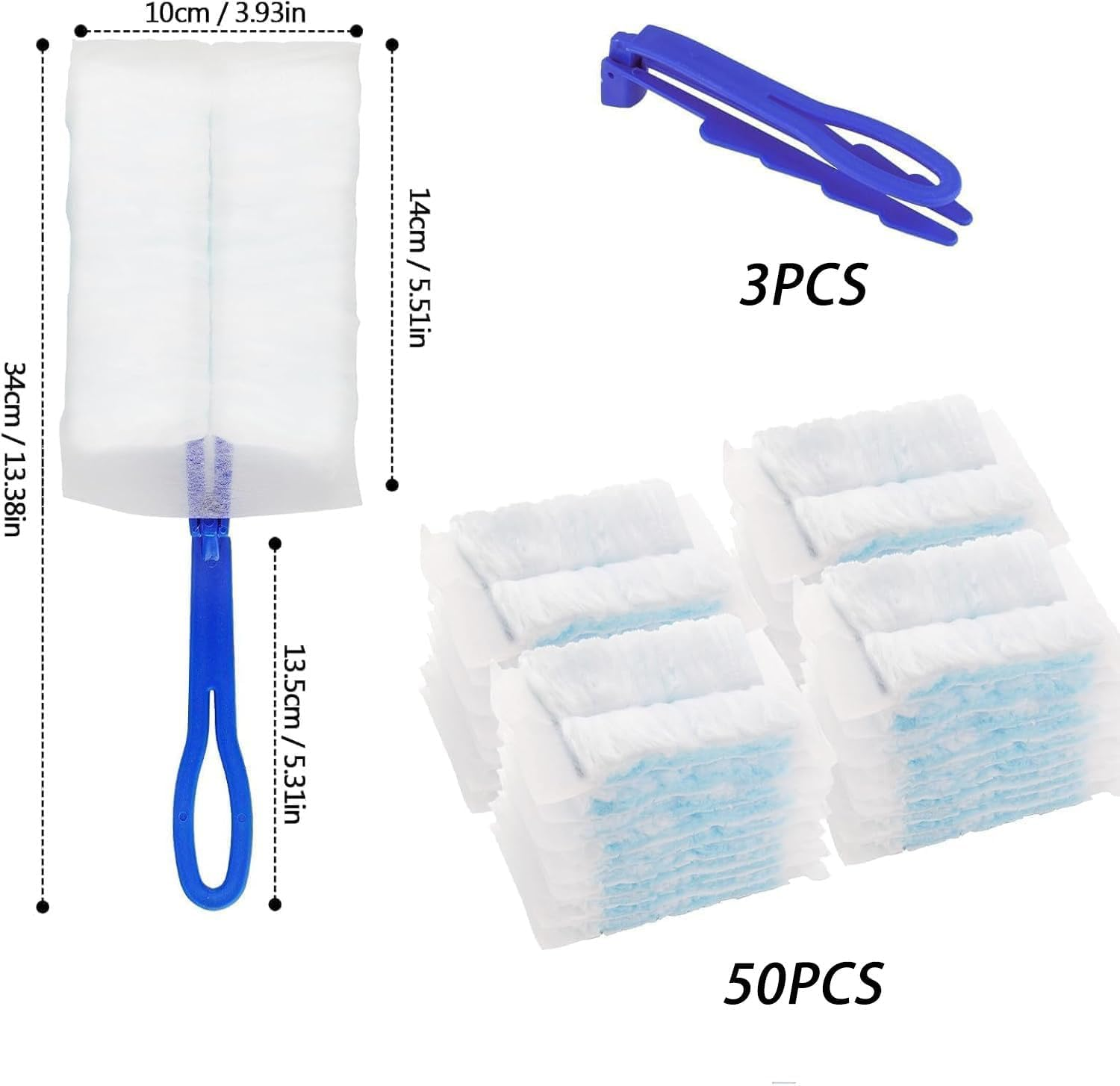 Pack of 50 Dust Magnet Refill Wipes for Swiffer Dust Magnet Duster Refill Pack with 3 Handles Dust Catcher Duster for Swiffer Dust Remover Dusters Disposable for Furniture and Household Cleaning