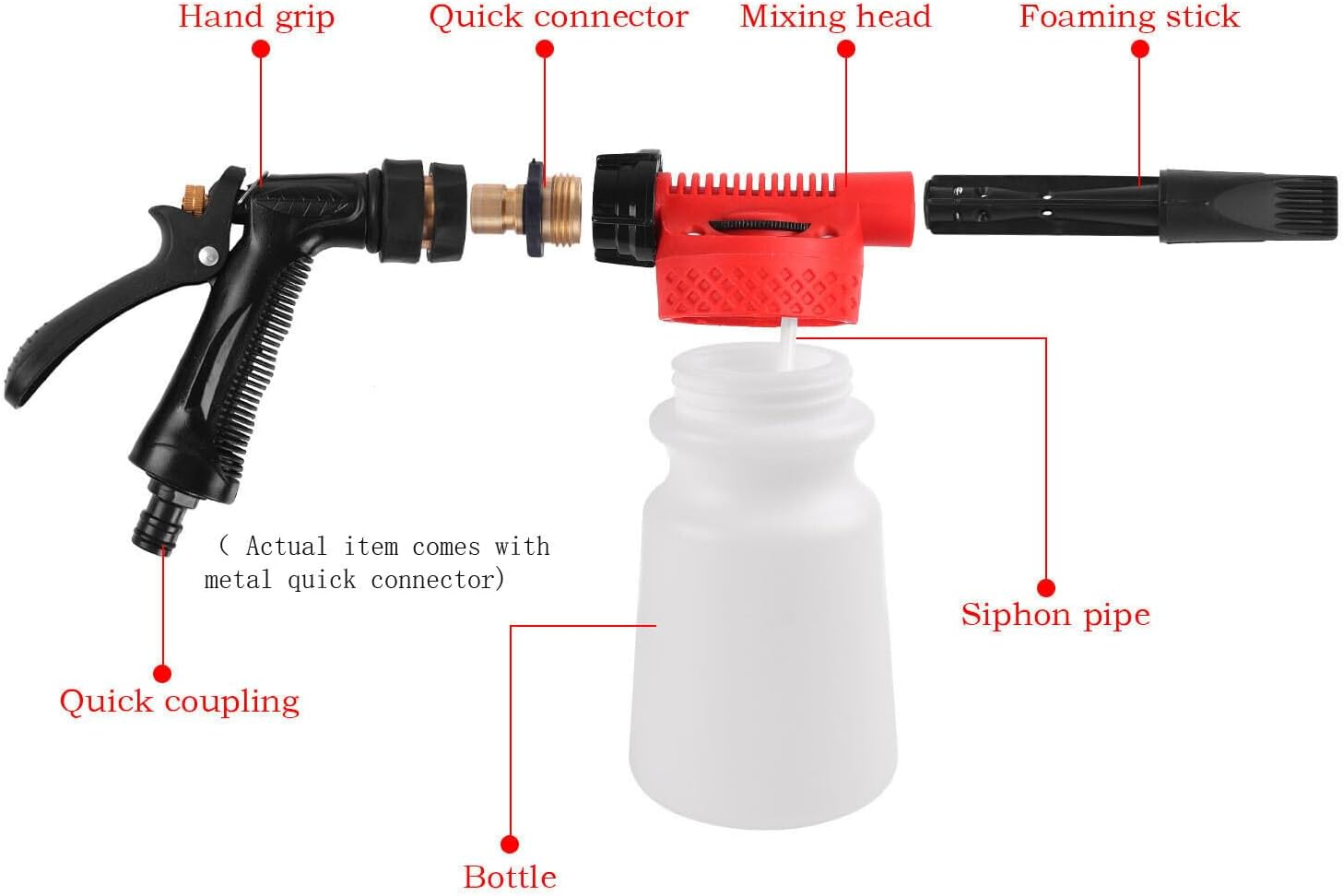 Snow Foam Gun Garden Hose Quick Connector Connection Deck Driver Way Car Wash with Soap Foam High Pressure Cleaner Spray Sprayer