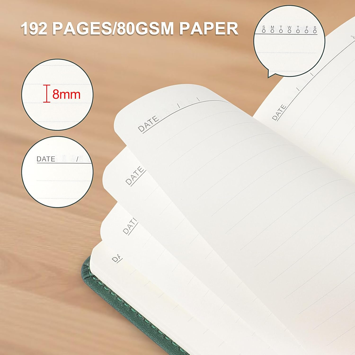 A6 Lined Journal Notebook, 192 Pages Leather Hardcover Notebook for Diary Writing, Work, Note Taking and Journaling(Brown) image number 5